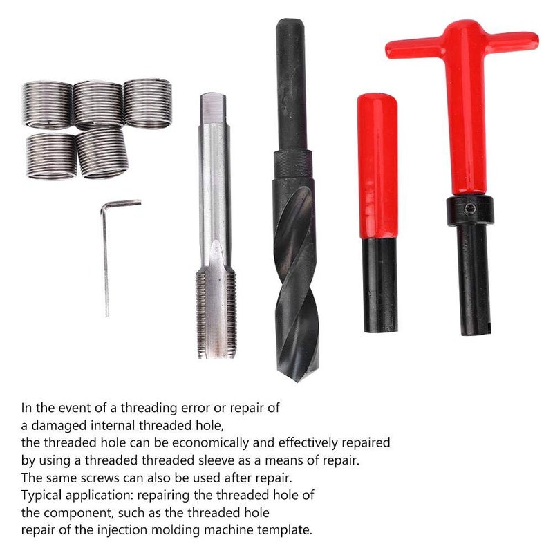 JADPES Thread Repair Tool Kit,10Pcs M18x1.5mm Stainless Steel Twisted Drill Tap Wrench Threaded Insert Tap Insertion Tool for Damaged Thread Repair - Image 2
